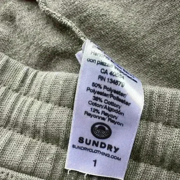 Sundry Leopard Trim Trouser Cropped Sweatpants Green Size Small - Picture 6 of 7